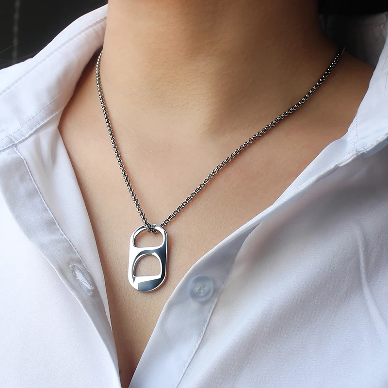 Simple Punky Hollow Eye Shape Necklace Pendants 31X18mm Unisex Stainless Steel Rolo Chain Different Chain Available