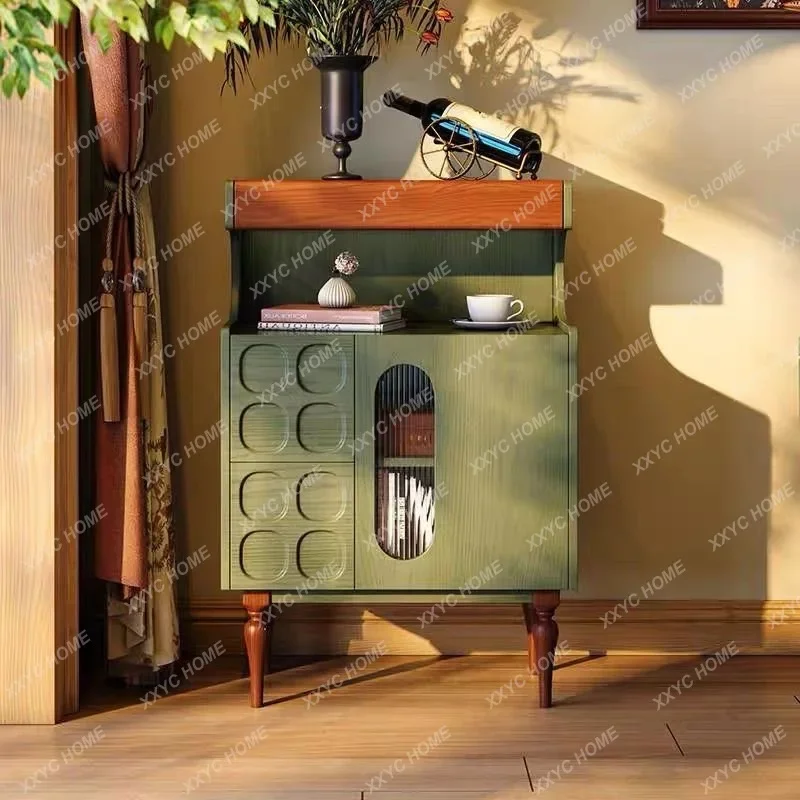 A  medieval dining side retro simple storage  integrated solid wood living room against the wall