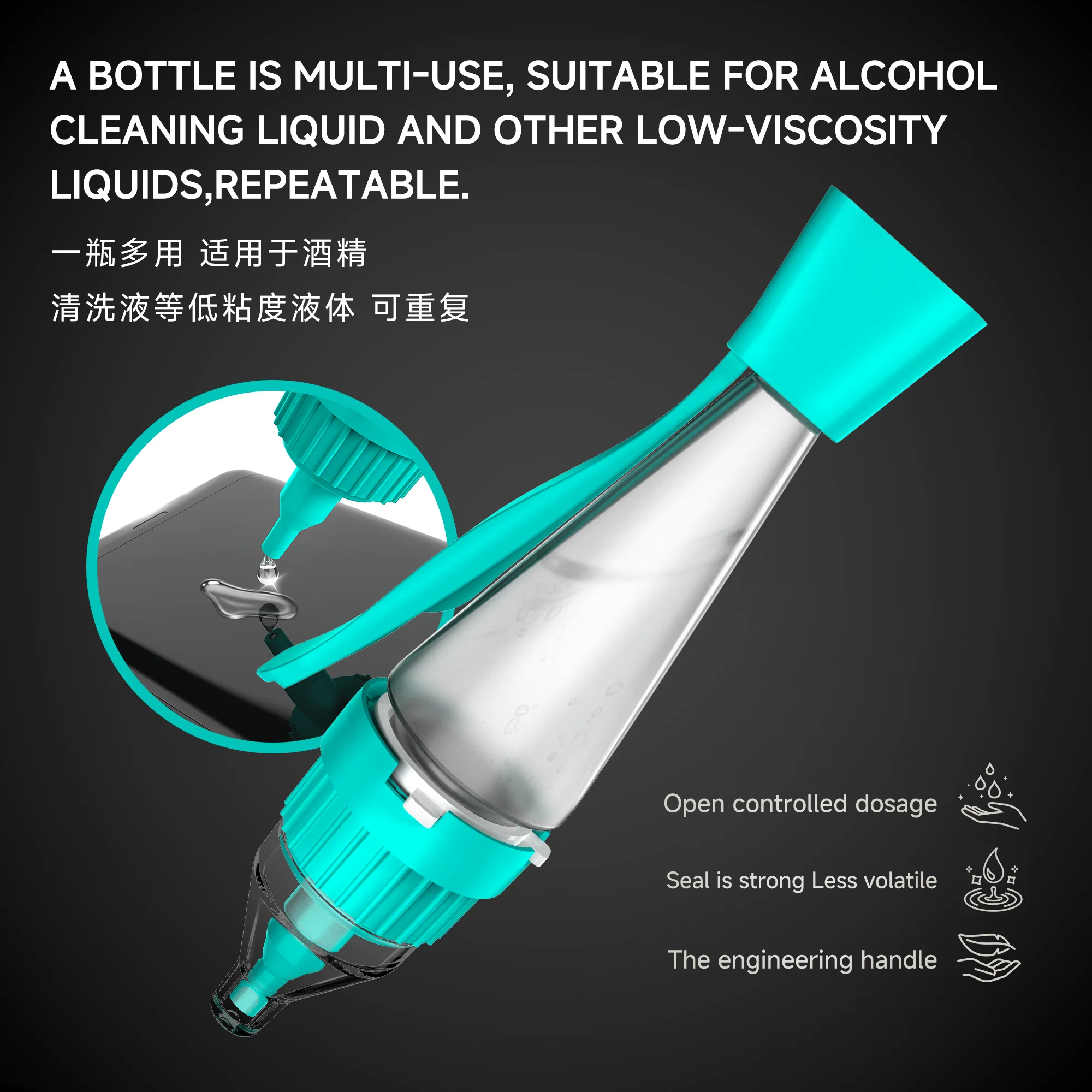 RF-B20 Multifunction Alcohol Cleaning Liquid Bottle for Mobile Phone Repair Concentrated and Controllable Solvent Bottle