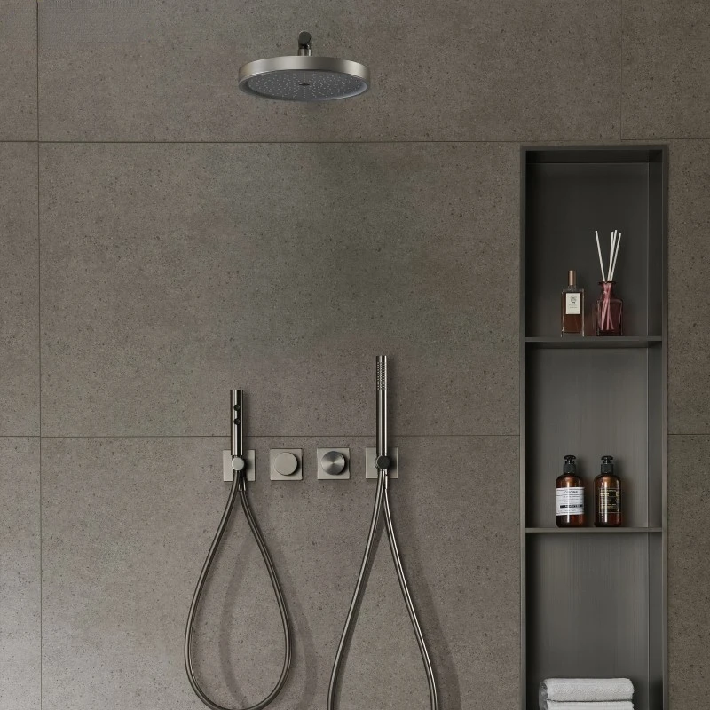 

Gunmetal Luxury Bathroom Shower Kit Gun Grey Bidet Kit Bath Tap Concealed Shower Set Embedded Shower Faucet Set