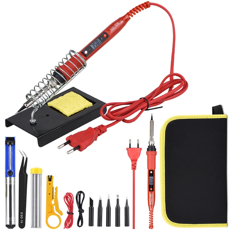 

JCD 80W Digital Electric Soldering Iron Set Kit 220V 110V Temperature Adjustable LCD Display Solder Welding Iron Repair Tools