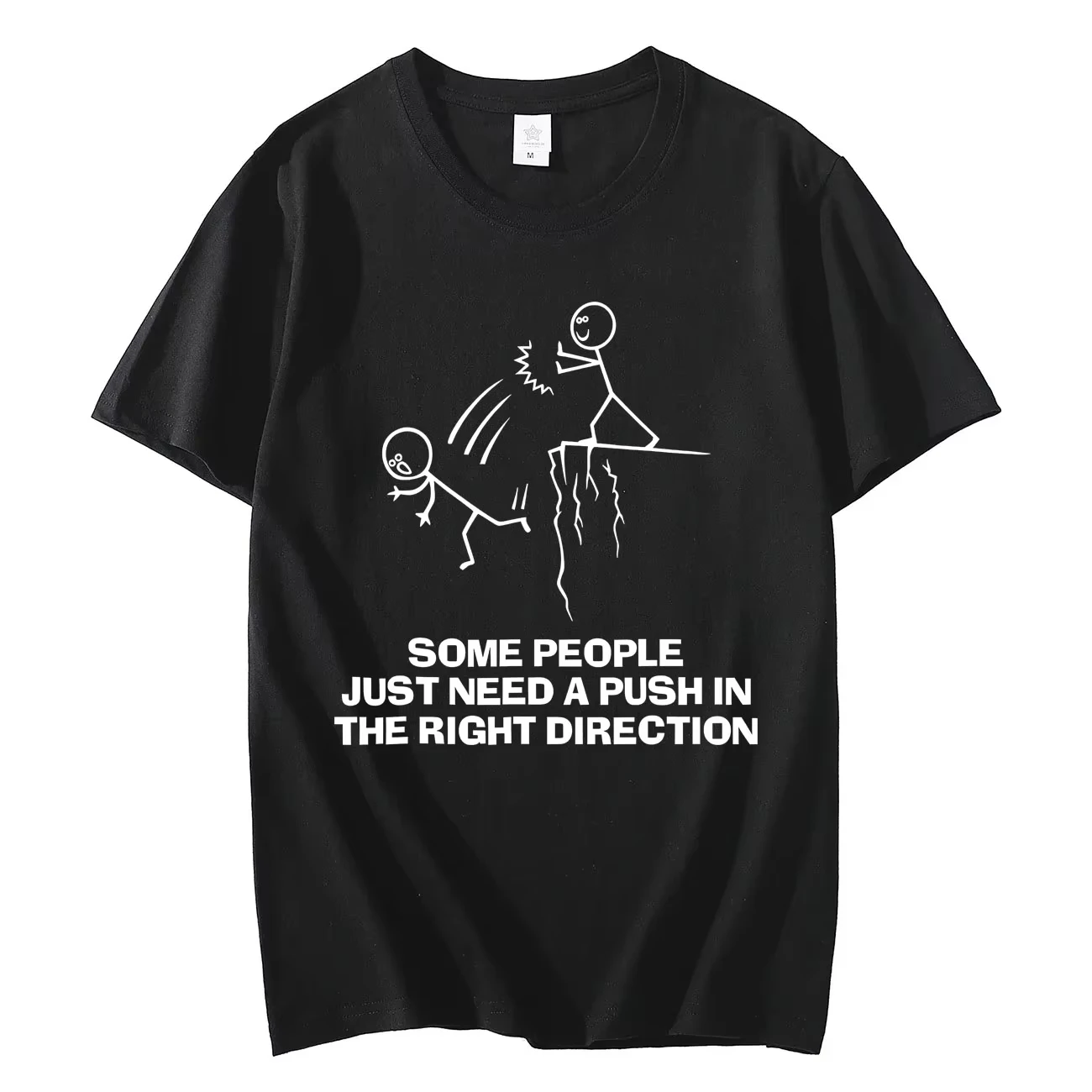Algunas personas solo necesitan un empuje en la dirección correcta, camisetas gráficas divertidas, camiseta de algodón de alta calidad, camisetas unisex de gran tamaño