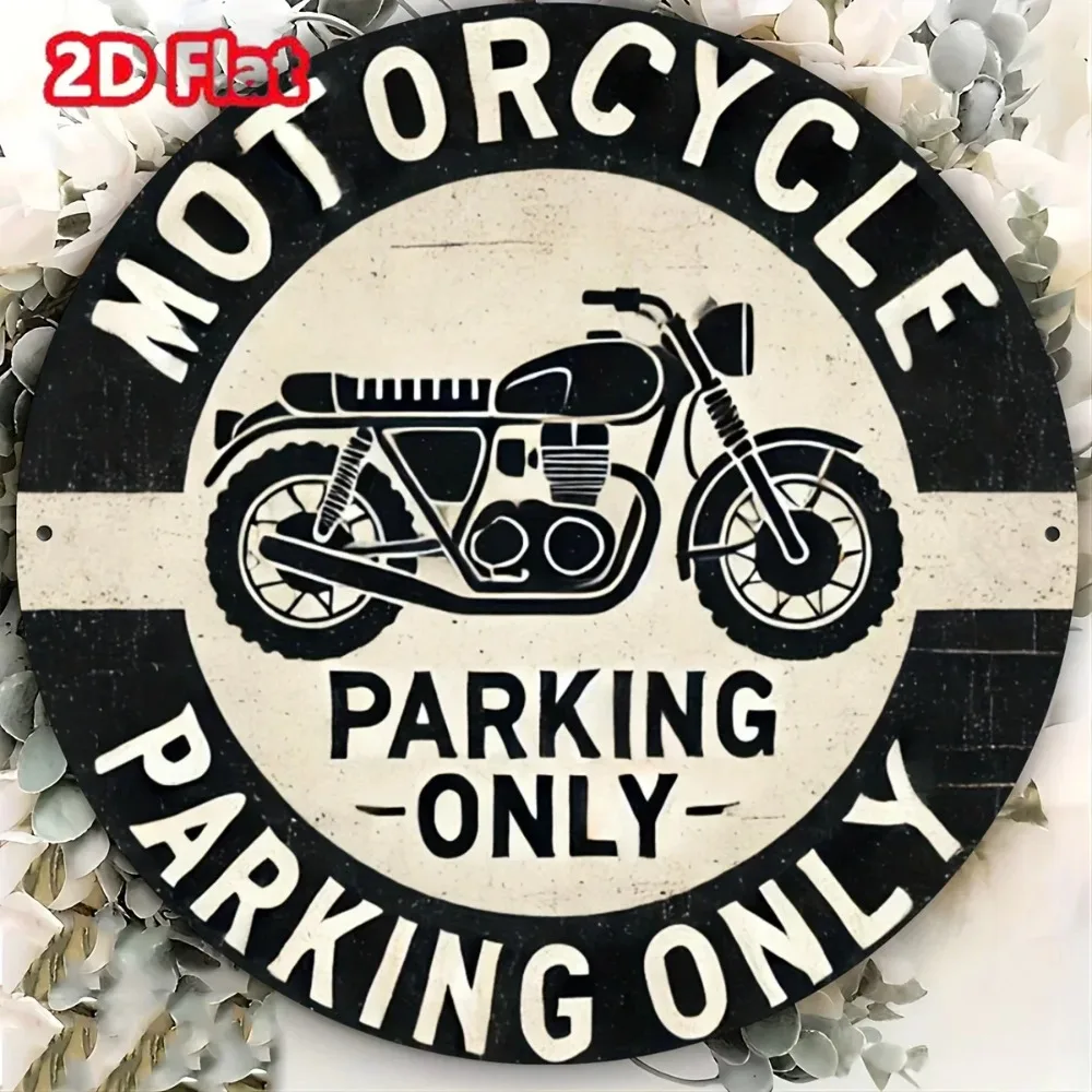 Vintage Motorrad-Parkschild, Retro 8x12 Zoll Aluminium-Wandkunst für Garage & Werkstatt-Dekoration