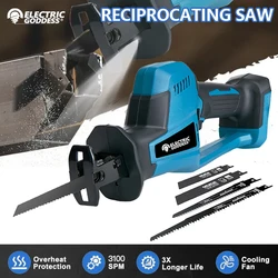 Electric Goddess Cordless Reciprocating Saw Power Saw for Wood / Metal Cutting with 4pcs Blades For Makita 18v Battery