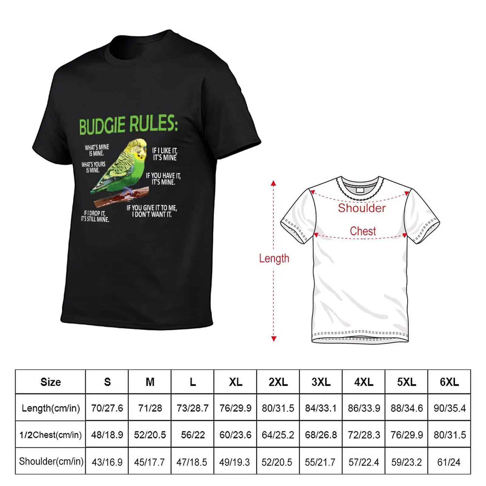 Budgie RulesBudgie Lover Parakeet Bird Budgerigar TShirt88 T-Shirt tops clothes for men