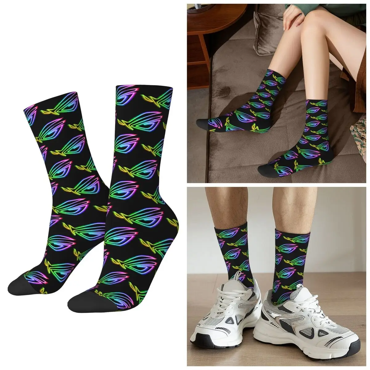 

Всесезонные носки Asus Rog, спортивные носки в стиле Харадзюку, впитывающие пот чулки для мужчин и женщин, подарки