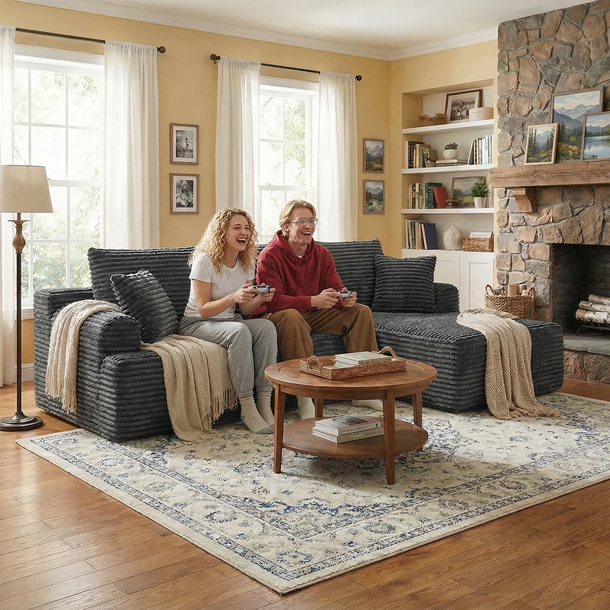 95'L L-shaped Modular Sofa - Modern Living Room Design - Comfortable - No Assembly Required - Popular Non-Rigid Combination Sofa