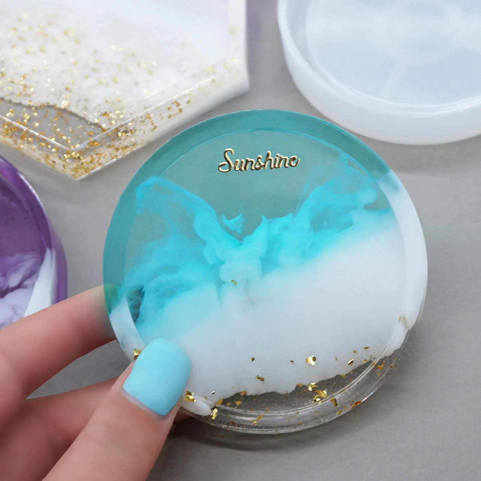 

Crystal Pillar Pendants Resin Casting Molds Silicone Jewelry Craft Supplies Coasters Ashtrays Mold Set Small Tools