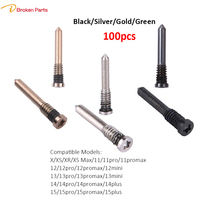 100PCS Black Silver Gold Green Bottom Screws for iPhone 15 14 13 12 11 pro pro max X XS Pentalobe Screw Spare Part Replacement