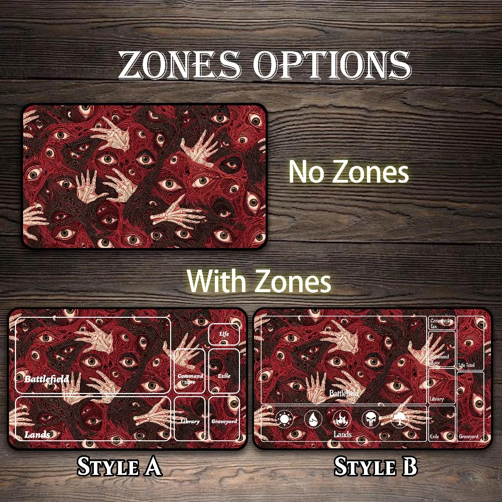 MTG Playmat, Watching Eyes Horror Custom Play Mat, TCG Playmat with Zones - 24