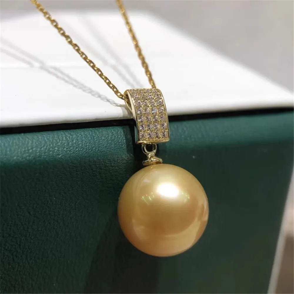 

DIY Pearl Accessories G18 K Gold Pendant Empty Holder Fashion Pearl Necklace Pendant Holder Women's Fit 9-13mm Round Beads G150