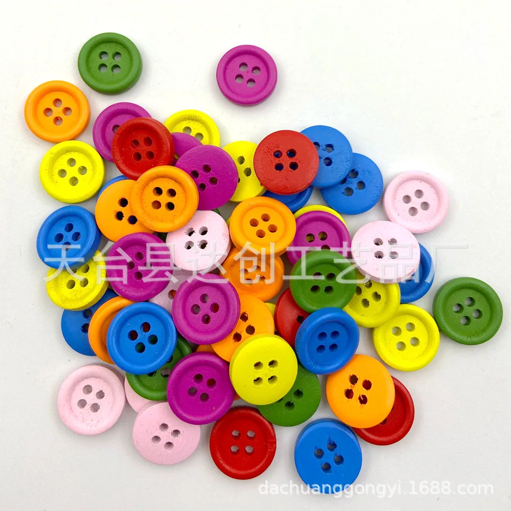 

15MM/20MM/25MM Color Thin Edge Buttons DIY Handmade Wooden Clothing Sewing Buttons 100 a pack