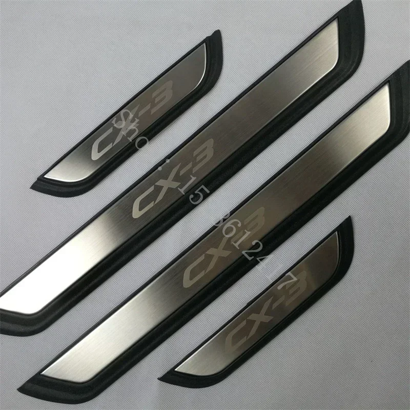 Original factory Plastic Car Accessories Auto Door Sill Pedal Welcome Scuff Plate Cover For Mazda CX-3 CX 3 2018~2022 Styling