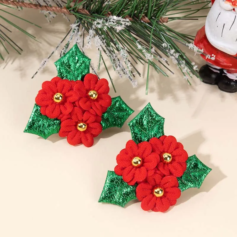 ncmama 2PCS Christmas Tree Hairpins Cute Flower Hair Clip for Toddler Lovely Kids Barrettes Baby Headwear Girls Hair Accessories