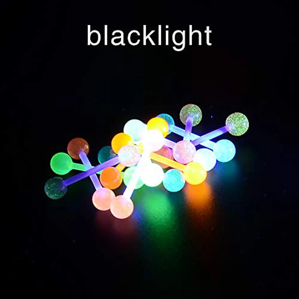 10PCS Random Colors Bioflex Nipple Barbell 16mm Acrylic Ball Tongue Rings Nipple Ring Retainer 14G Flexible Tongue Piercing Bar