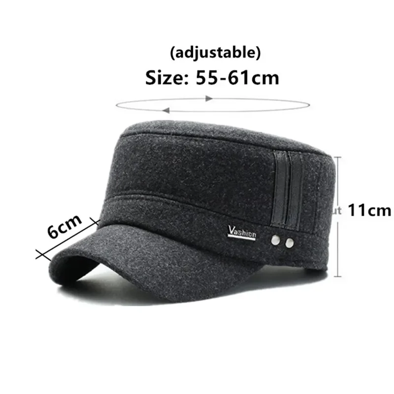 

Winter Men's Flat Caps Plush Thickened Coldproof Earmuffs Hat Warm Military Hats For Men Cycling Cap Golf Cap Dad's Cotton Hat