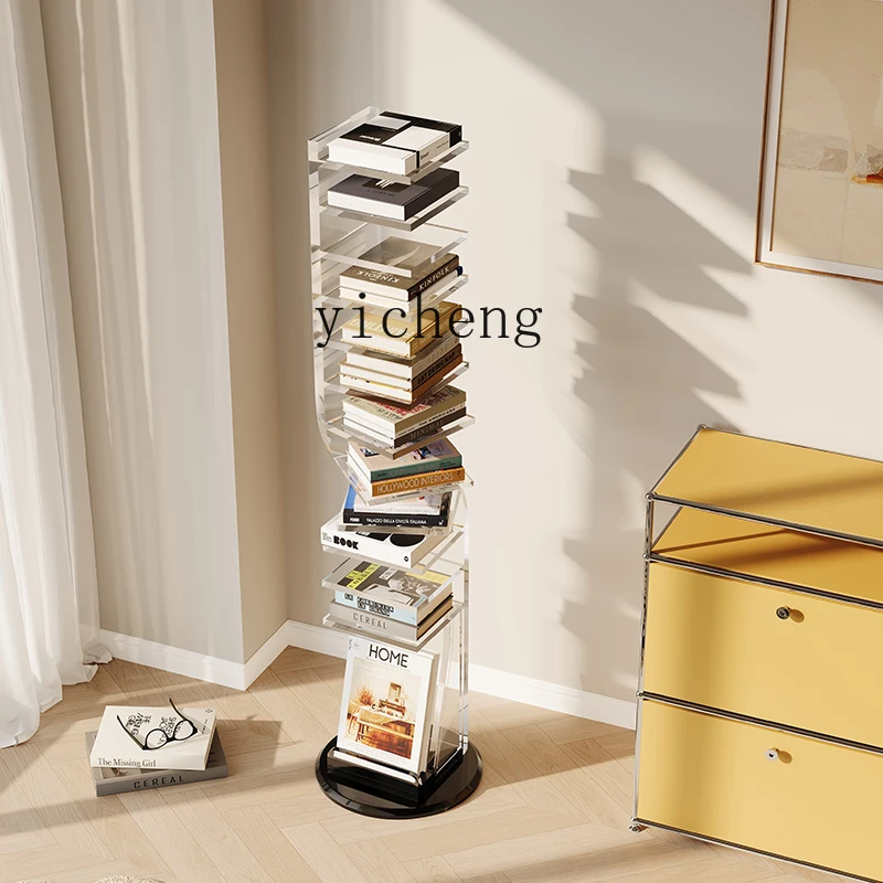 

acrylic transparent bookshelf floor study living room high-end grid