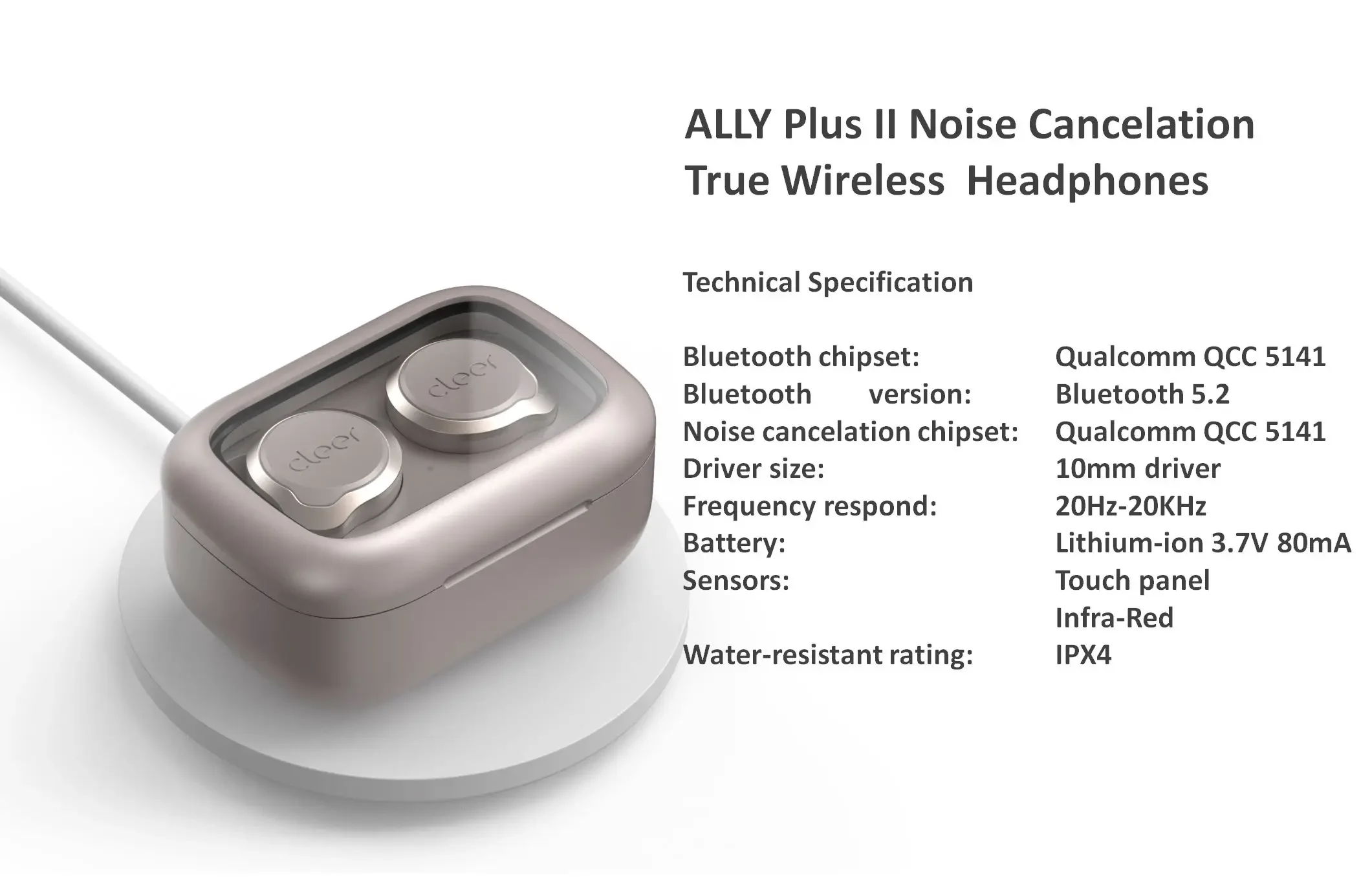 Ally plus II unique design ANC TWS Noise Canceling bluetooth wireless Earbuds Hi-Fi Sound waterproof Earpads