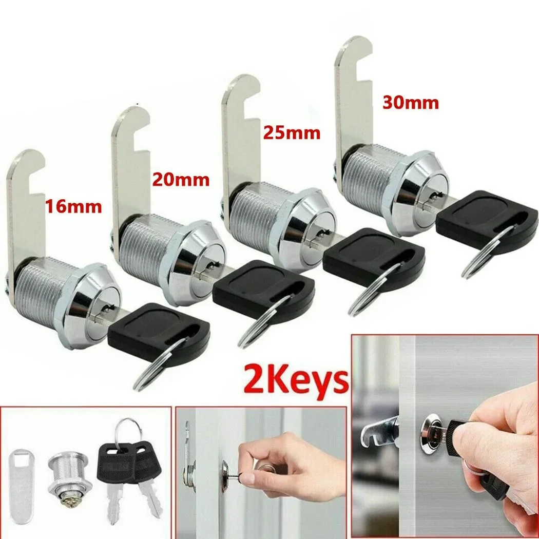 Drawer Cabinet Lock Mail Box Locker Cam Lock Cupboard Door Tongue Lock With 2 Key Furniture Hardware 16mm 20mm, 25mm 30mm 4 Size