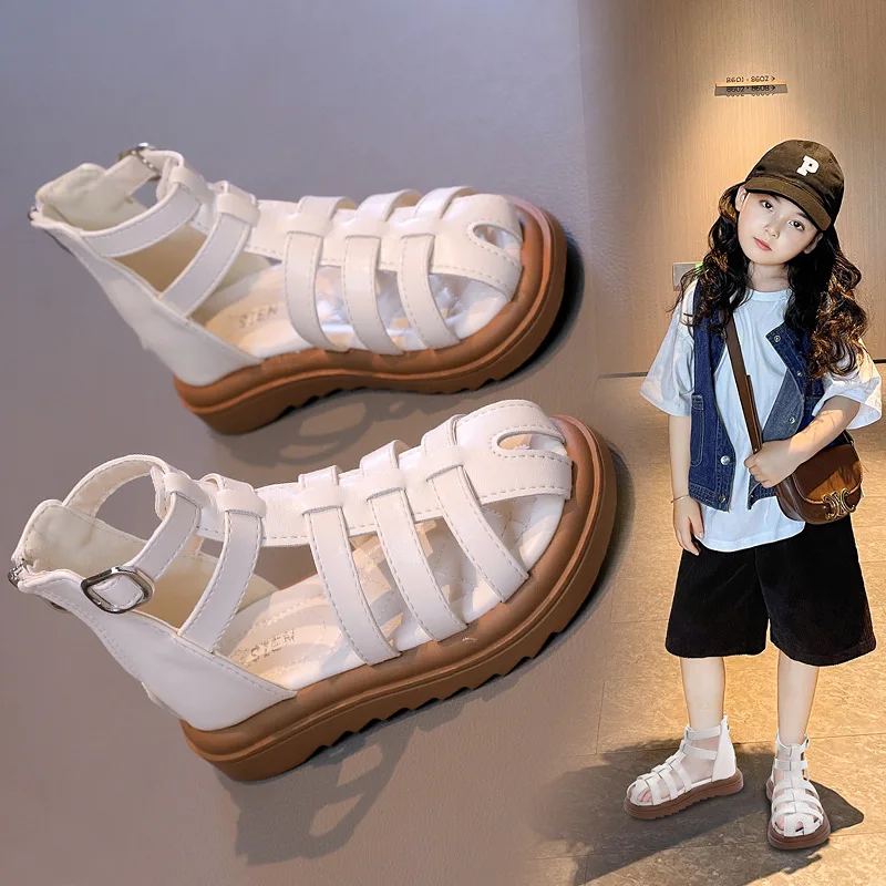 

Roman Sandals Simple Toddlers Causal Beach Shoes Summer Kids Sandals for Girls New Fashion Children Thick Bottom High-top