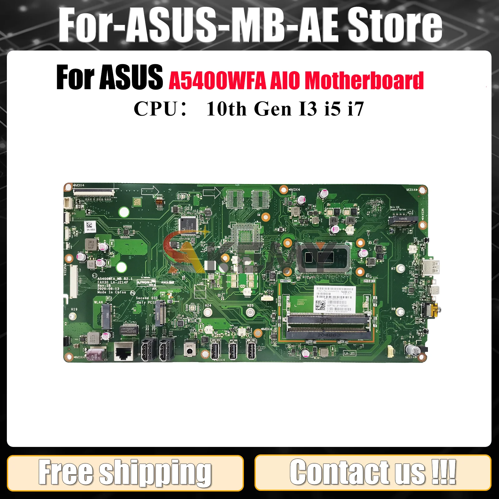 

A5400WFA Laptop Motherboard For ASUS VivoBook A5400WFA A5400WF Notebook Mainboard With 10th Gen I3 i5 i7 100% tests OK fast ship