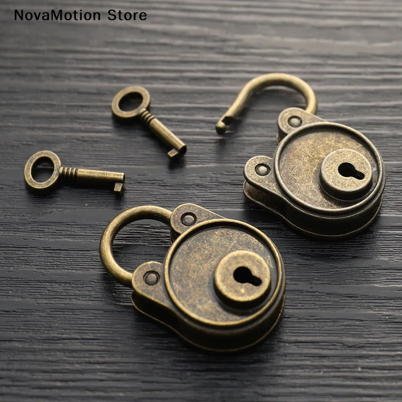 Vintage Padlock Lock With Key Notebook Luggage Belt Antique Bronze Plated Padlock Suitcase Locks Hardware Old Style