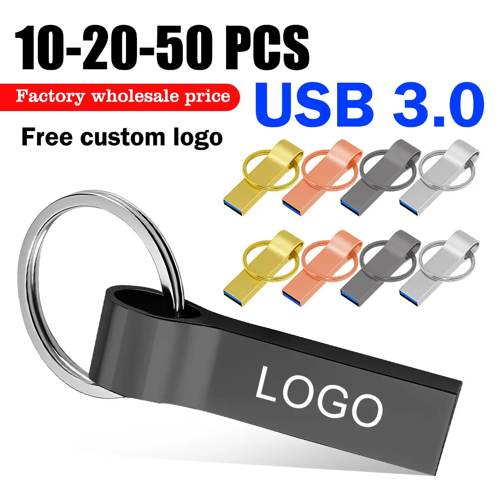 10/20/50PCS/lot USB Flash Drive 3.0 4GB 8GB 16GB Metal Pen Drive Pendrive 32GB 64GB Memory Stick 128GB Free Customized Gift USB