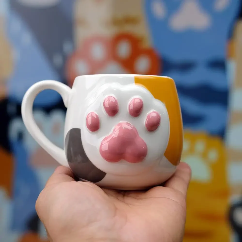 Creative meat pad coffee cup mug ceramic cute cat paw meat ball fun eater water cup