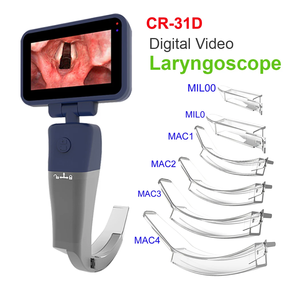 

Medical Video Laryngoscope Video Endoscope Reusable Rigid ENT Portable Video Laringoscopio Laryngoscope for Operation Intubation