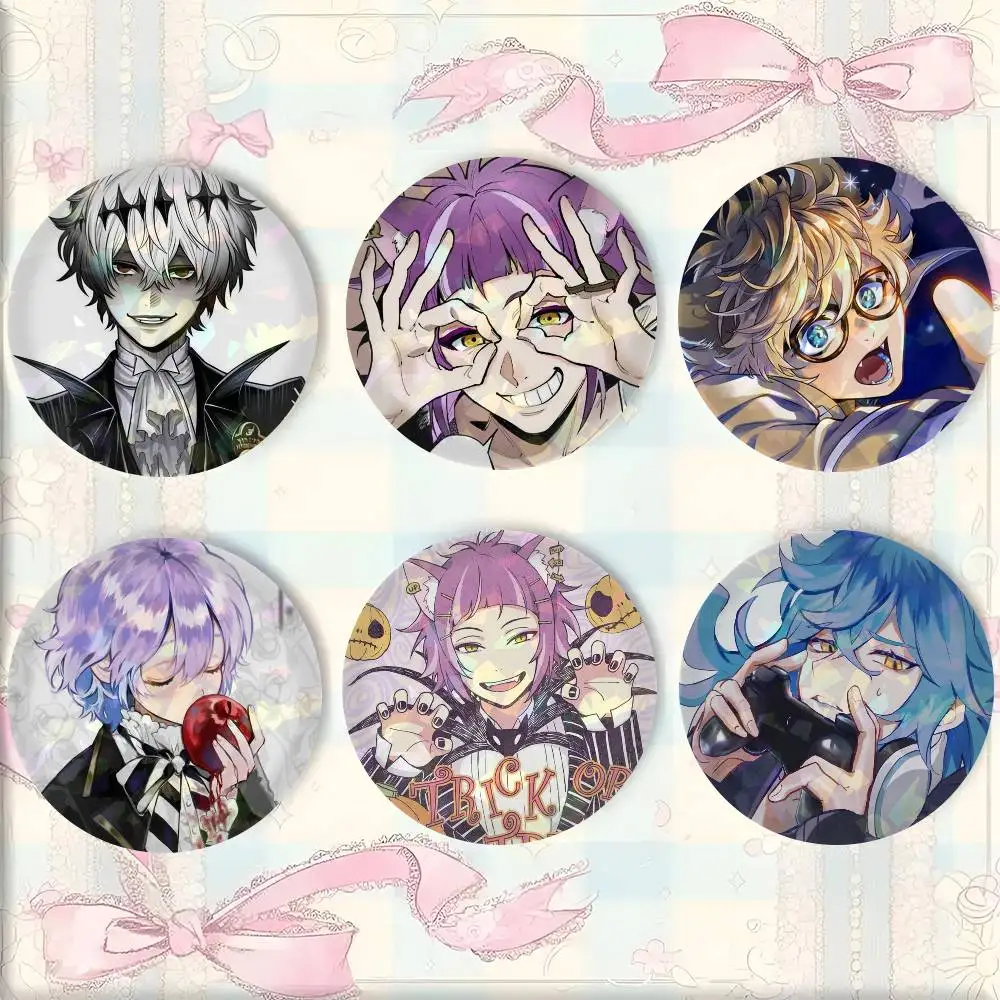 Twisted Wonderland Badge On Backpack Accessories Manga Icons Pins Round Cartoon Brooches For Clothes Bag Decor Gifts