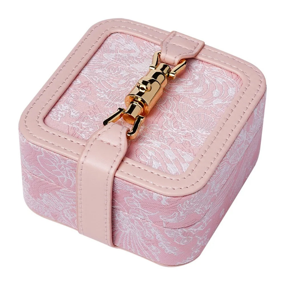 

Embroidery Jewelry Packing Box Flower Large Capacity Jewelry Display Box Necklace Earrings Organizer Jewelry Storage Case