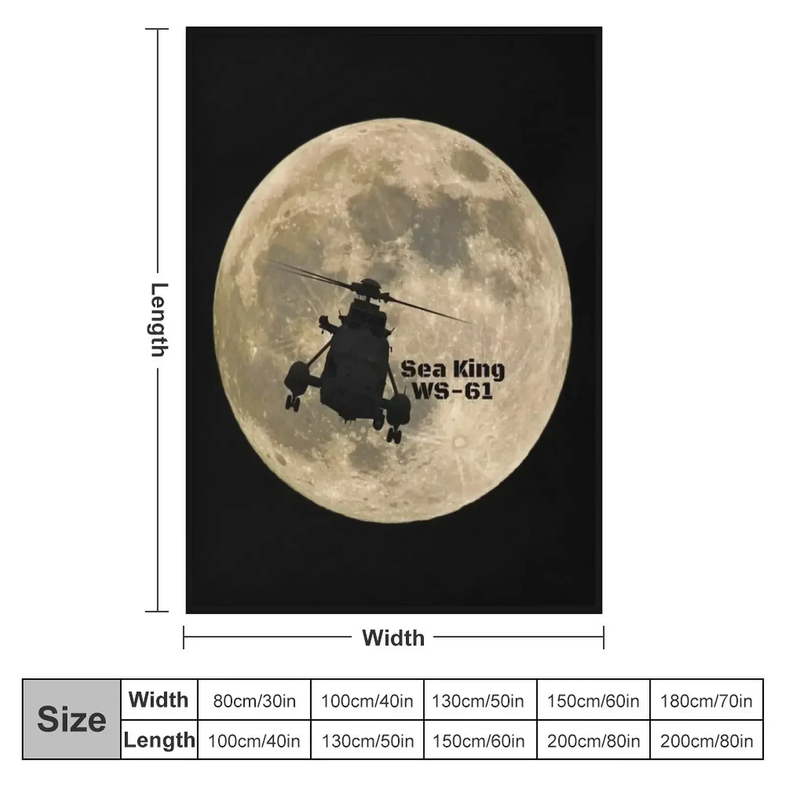 Sea King WS-61 Silhouetted against a Full Moon Throw Blanket sofa bed Bed linens Decorative Throw Winter beds Plush Blankets