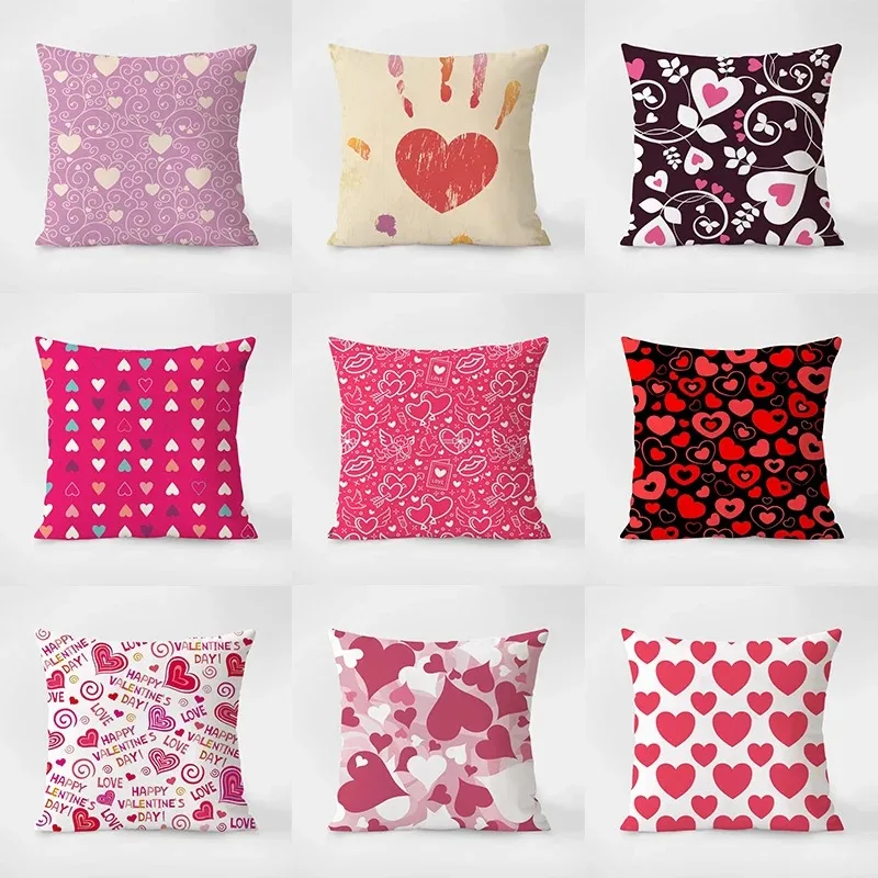 Red love heart romantic love pattern pillowcase living room sofa cushion cover bedroom room bedside home decoration