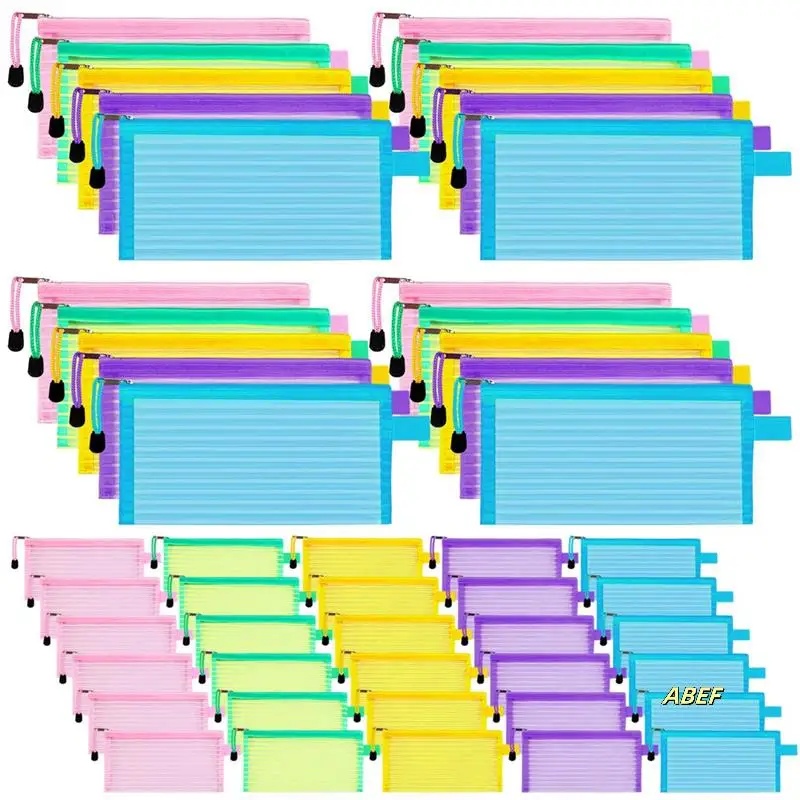 50 упаковок школьных принадлежностей, сетчатый чехол на молнии, пенал для ручек, сумки для хранения карандашей, объемная сумка для карандашей