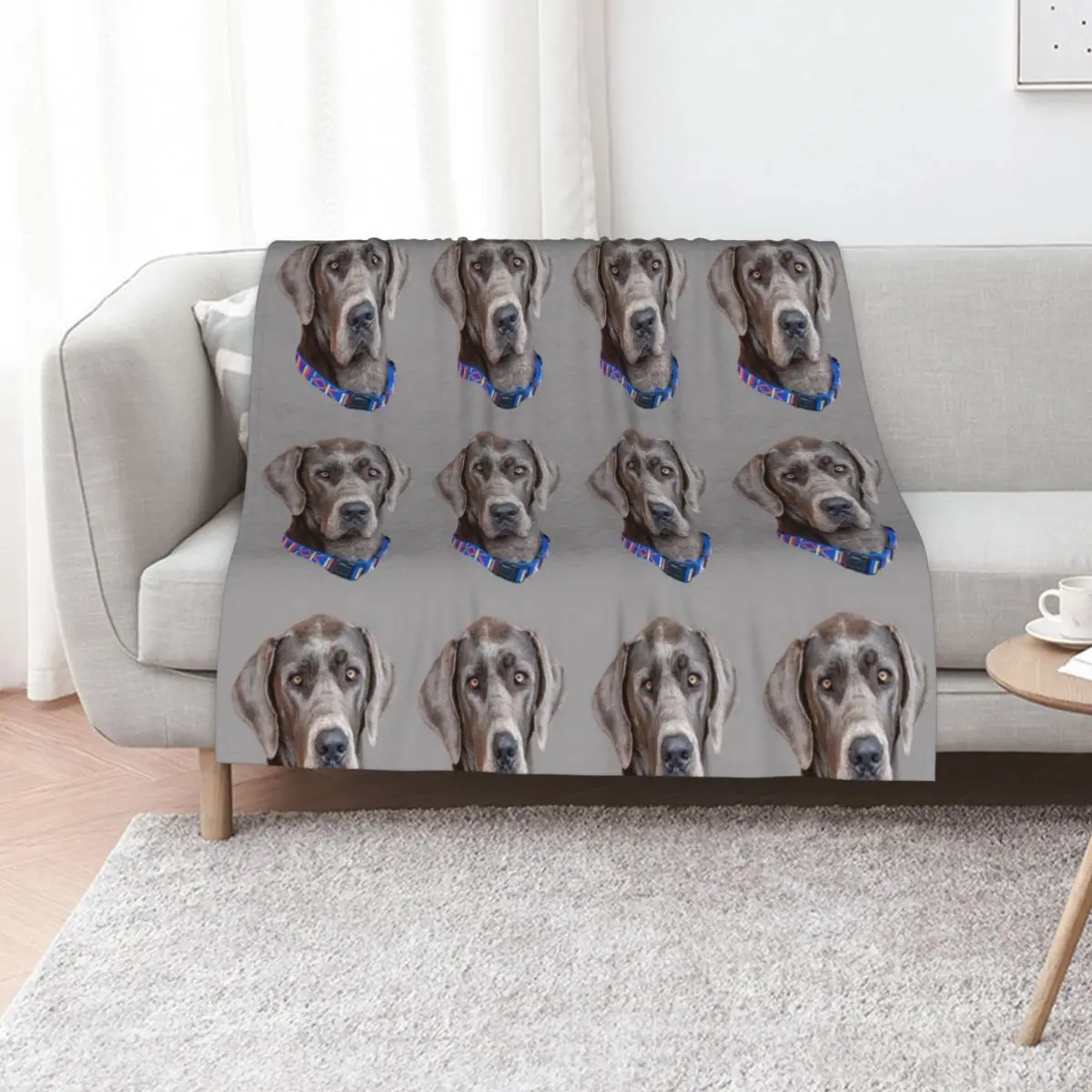 

Blue Great Dane Throw Blanket Extra Large Throw Quilt Designers Flannel Blankets