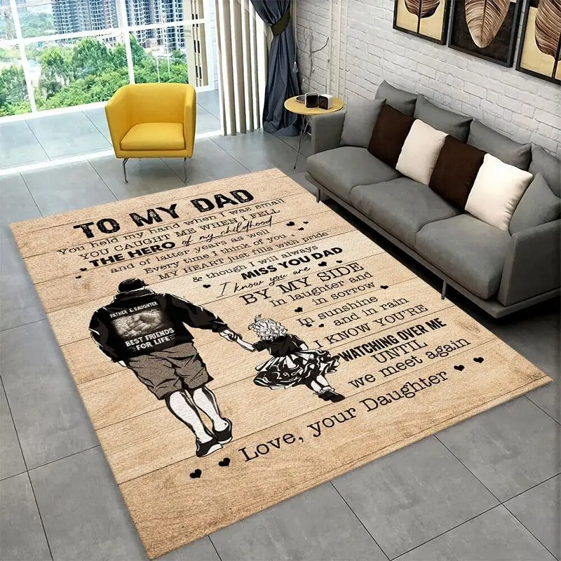 Gift Thanks To My Dad Father Letter Present Large Area Rug Non-slip Carpet for Bedroom Living Room Sofa Home Decor Floor Mat