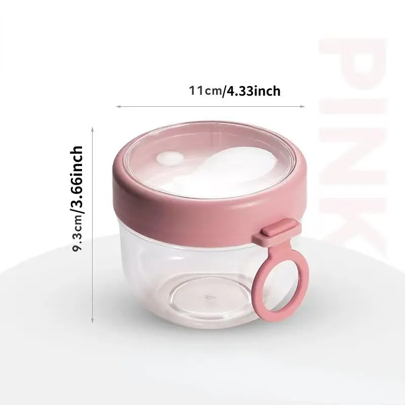 كوب إفطار محمول مع غطاء مانع للتسرب، وعاء الشوفان طوال الليل مع ملعقة، وعاء سلطة آمن للميكروويف، كوب زبادي، زجاجة حليب