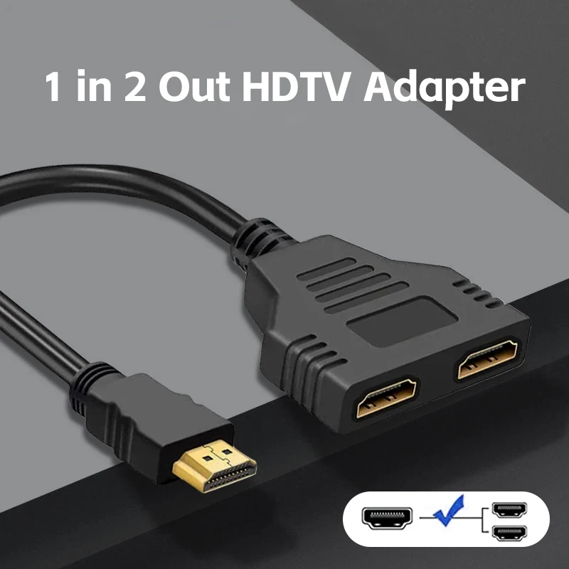 HDTV 1 in 2 1080P HDTV Splitter Adapter Male To 2 Female Head Adapter HD Male To Female Conversion Cable