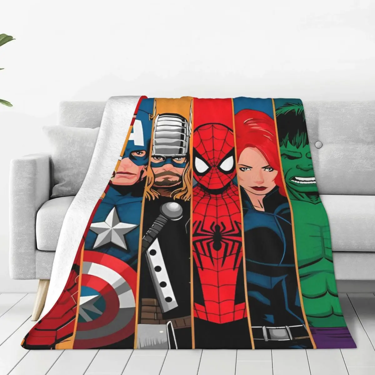 Marvel Hero Characters Blanket Soft Novelty Plush Throw Blanket For Living Room Camping Flannel Bedspread Bed Cover