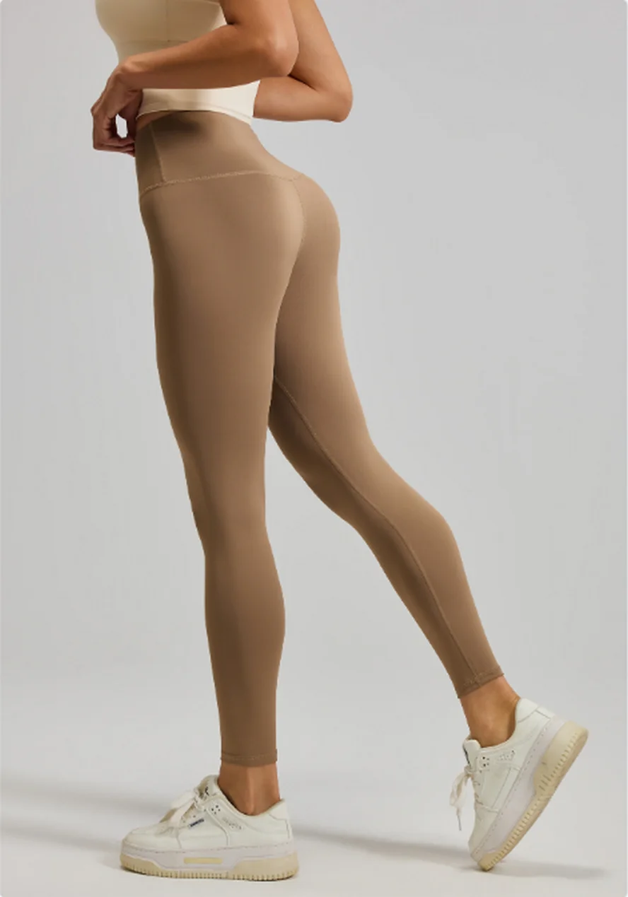 Premium Coffee Yoga Leggings Khaki Naked Feeling Workout  Jegging  High Waist Tight Pants Butt Lifting