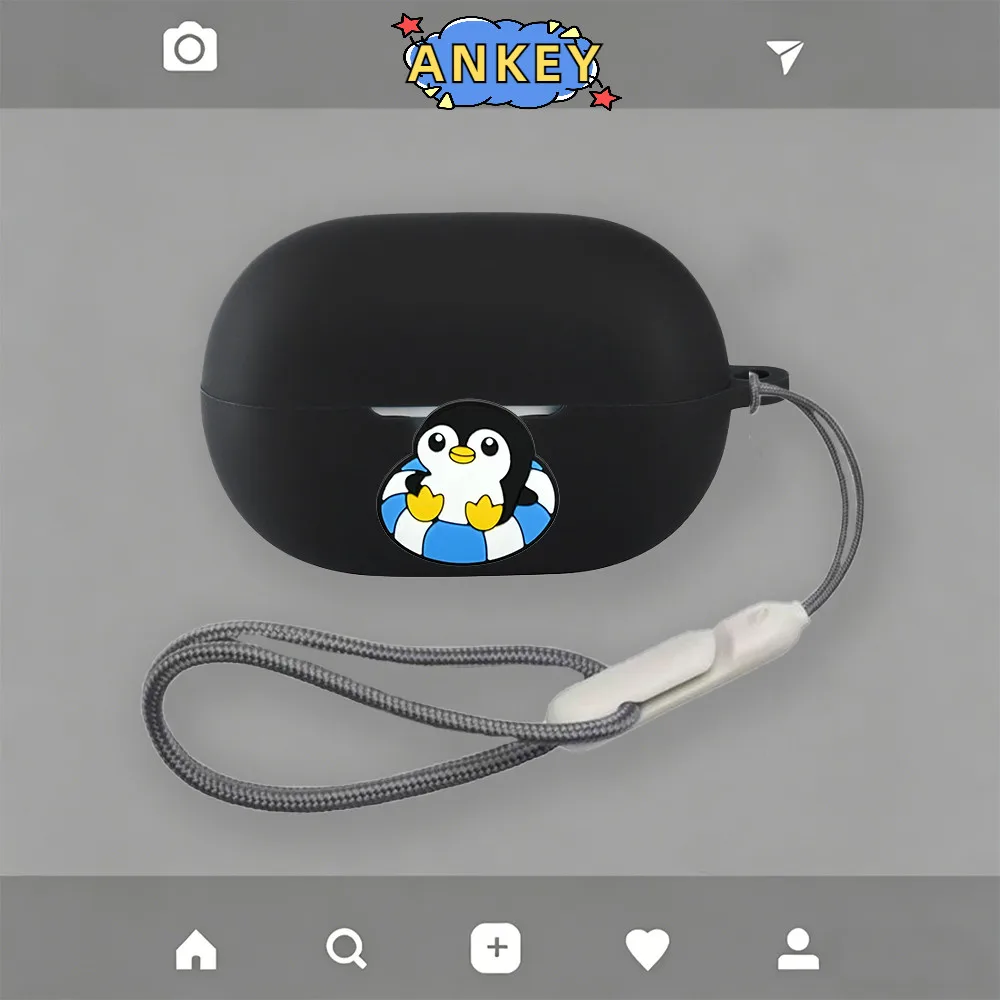 Compatible with QCY MeloBuds A30 Earphones Silicone Protective Case, Premium Nylon Lanyard, Dinosaur Cartoon Pattern Case view 3
