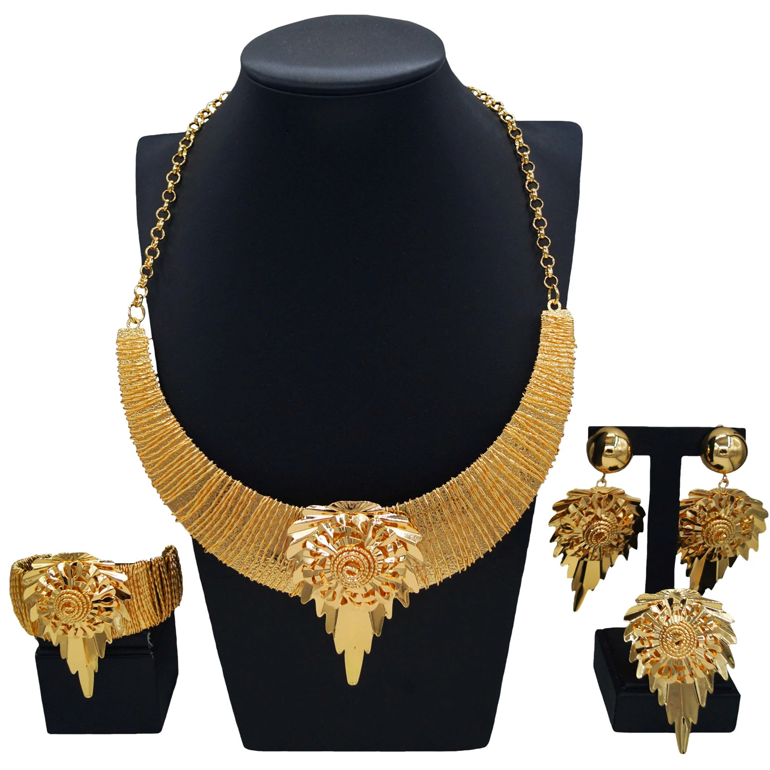 

Yulaili luxury gold-plated jewelry women's jewelry set design avant-garde unique trend Italy Nigeria wedding four-piece exquisit