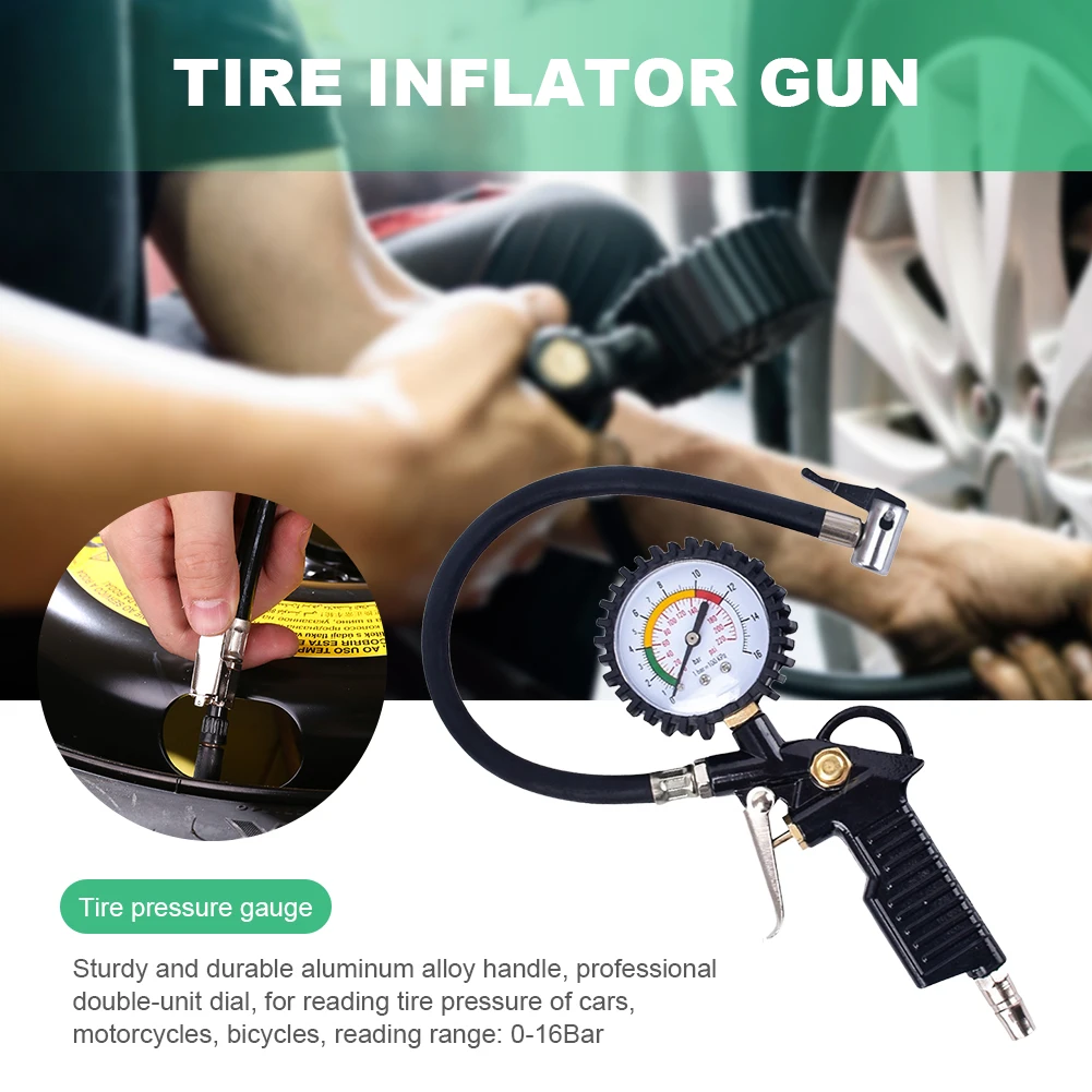 Tire Pressure Inflator Gauge 220PSI Digital Tire Pressure Gauge Aluminum Bicycle Tyre Repair Tools for Motorcycle Truck Bike