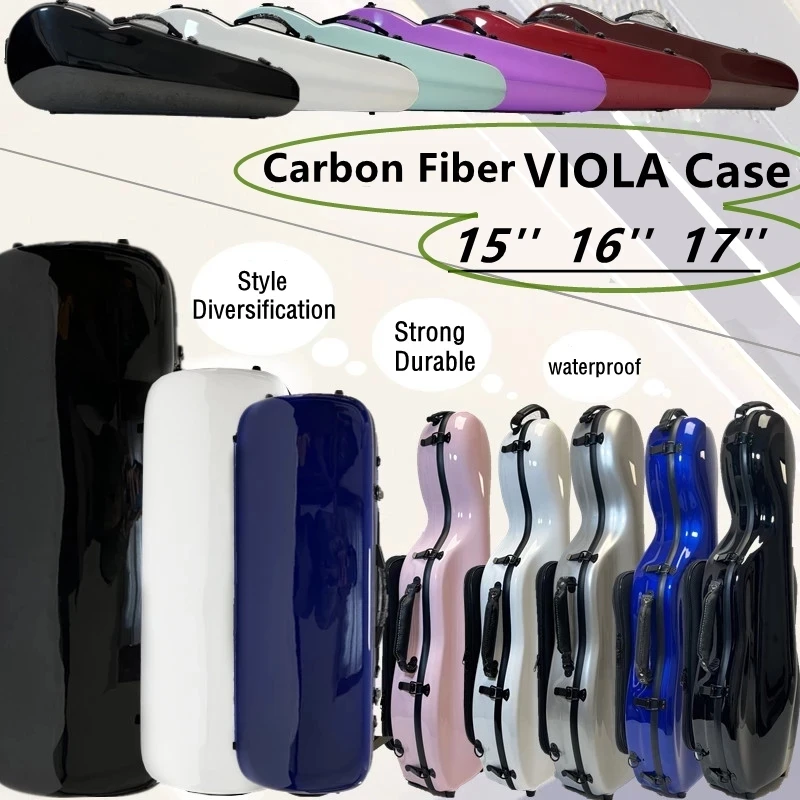 Waterproof shockproof carbon fiber 15\'\' 16\'\' 17\'\' viola case Hard Shell Storage Protect viola box bag backpack