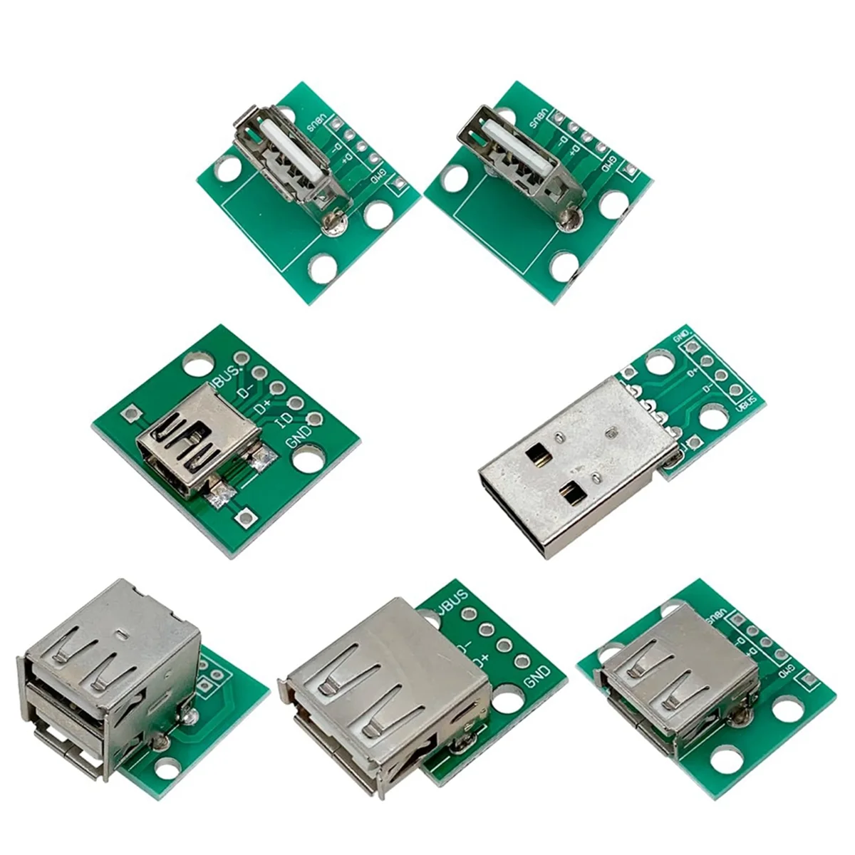 موصل USB صغير إلى موصل DIP مع لوحة PCB، Micro-USB، USB 2.0، النوع C، USB B، USB 3.0، 16 مجموعة محول المقبس