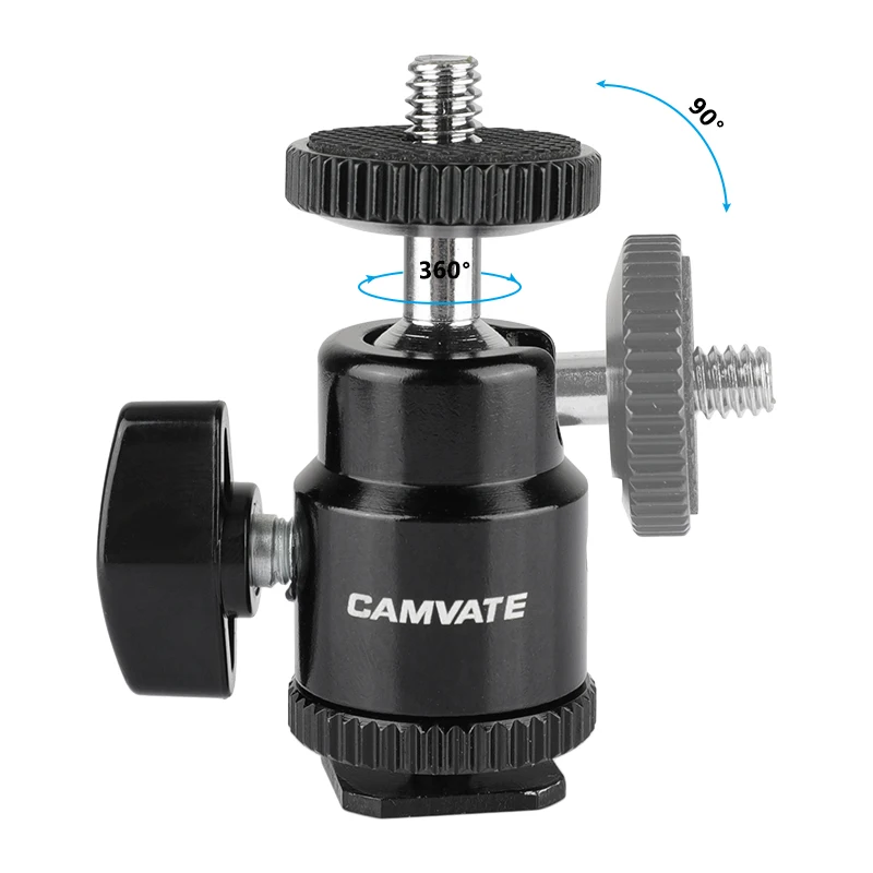 CAMVATE-حامل حذاء صغير ، رأس كروي ، حامل فلاش ، برغي لحامل الكاميرا ثلاثي القوائم C0868 ، 1/4