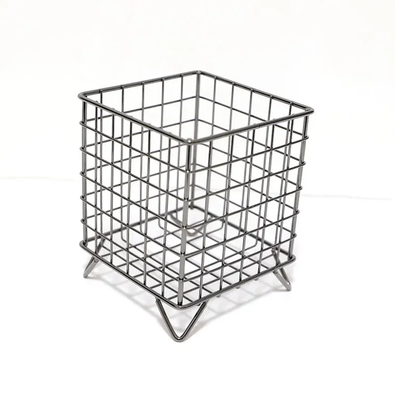 Metal Square Desktop Basket Makeup Sorting Storage Organizer Black Silver Gold Holder Stationery Supplies Basket Creative