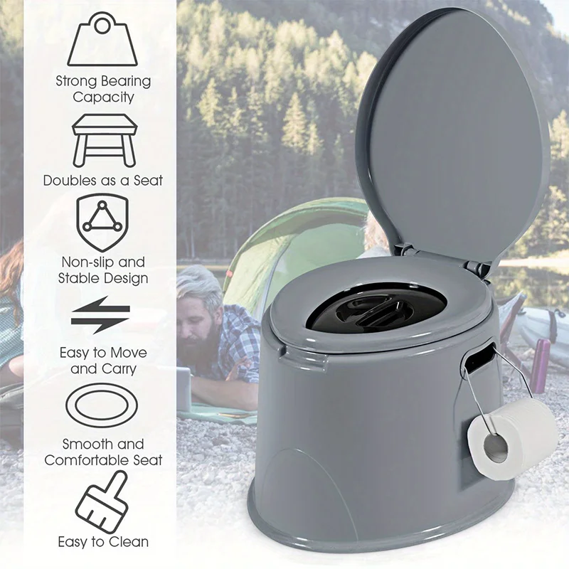 

Portable Travel Toilet with Paper Holder Smooth PP Material Odor-Blocking Design Lightweight Ideal for Camping Hiking Boating