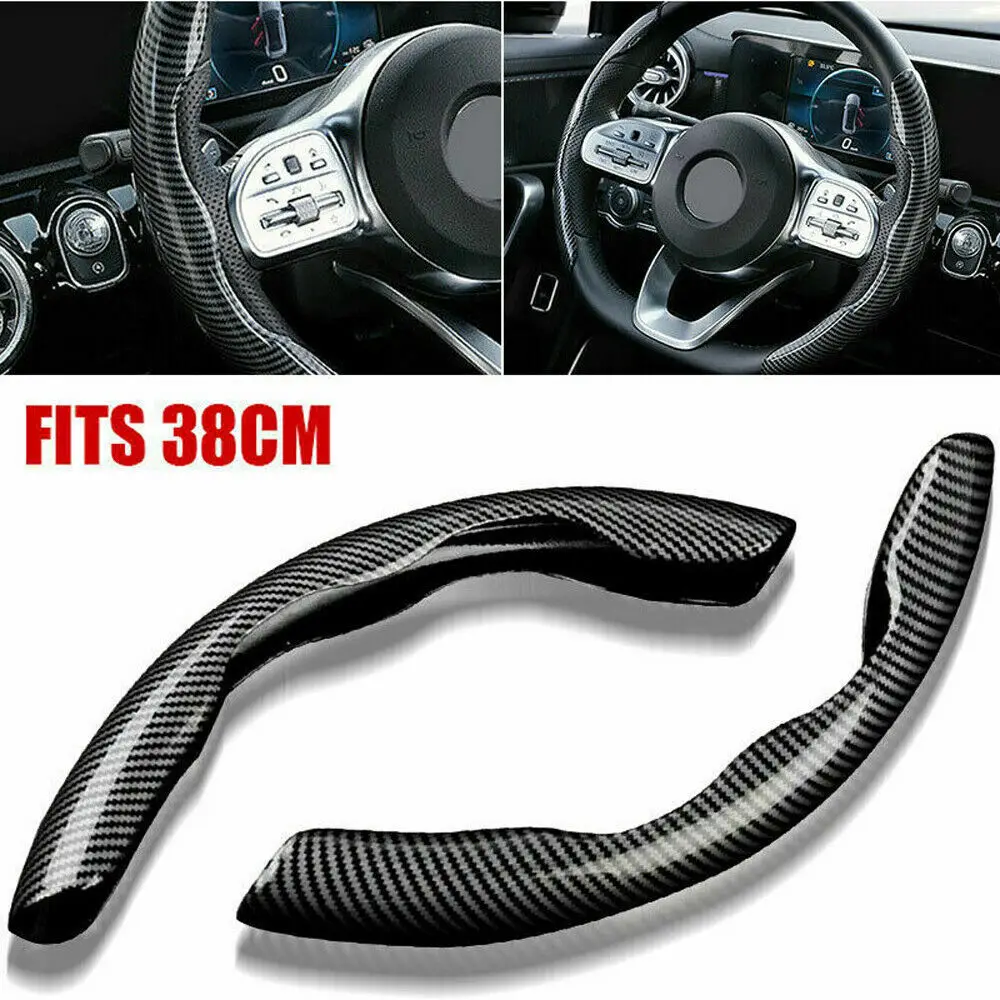 

2pcs Universal 38cm Black Carbon Fiber Car Steering Wheel Booster Cover Non-Slip Auto Car Interior Accessories Car Products