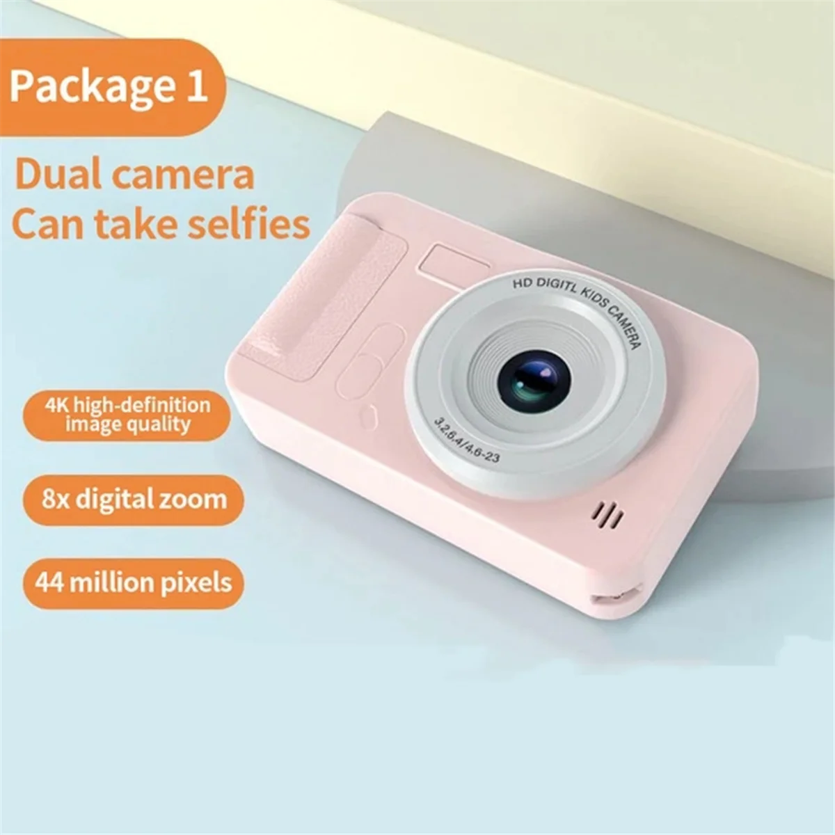 4K Digital Camera 44 Megapixels HD Photography CCD Travel Selfie Pocket Students Campus Selfie Camera Pink